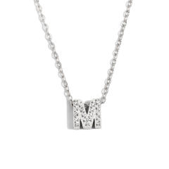Dainty diamond initial letter stainless steel necklace