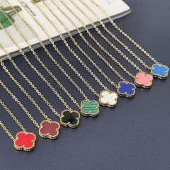 15mm Double-sided Titanium Steel Four-leaf Clover Necklace stainless steel necklace