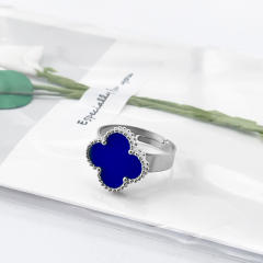 New 15mm large four-leaf clover stainless steel rings