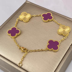 15MM five-flower laser bracelet 18K real gold thick electroplated four-leaf clover bracelet