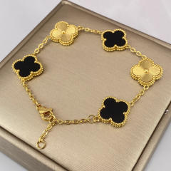 15MM five-flower laser bracelet 18K real gold thick electroplated four-leaf clover bracelet