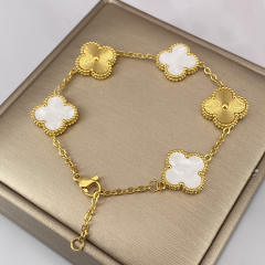 15MM five-flower laser bracelet 18K real gold thick electroplated four-leaf clover bracelet