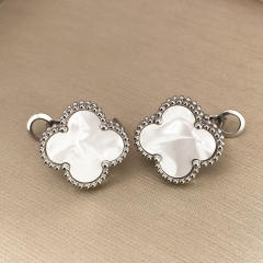 15mm four-leaf clover 18k gold stainless steel earrings