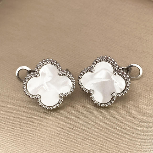 15mm four-leaf clover 18k gold stainless steel earrings