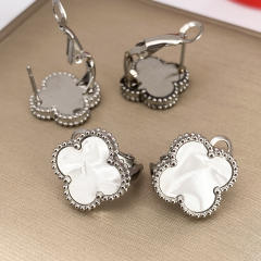 15mm four-leaf clover 18k gold stainless steel earrings