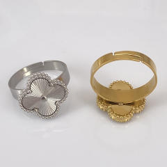 Four-leaf clover double-sided laser stainless steel rings