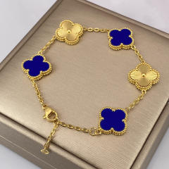 15MM five-flower laser bracelet 18K real gold thick electroplated four-leaf clover bracelet