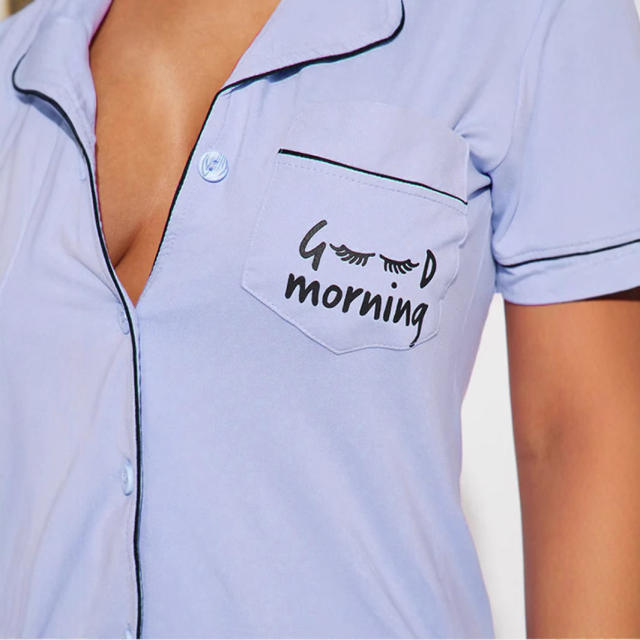 2025 Summer  Women's Casual Comfortable Pajamas Short-sleeved Pocket Letter Shorts suit