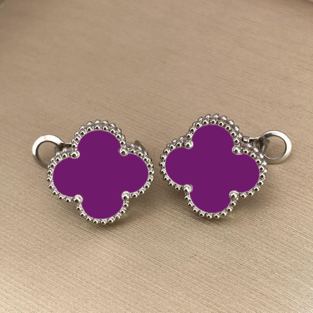 15mm four-leaf clover 18k gold stainless steel earrings