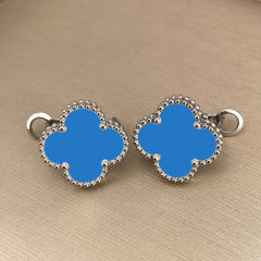 15mm four-leaf clover 18k gold stainless steel earrings