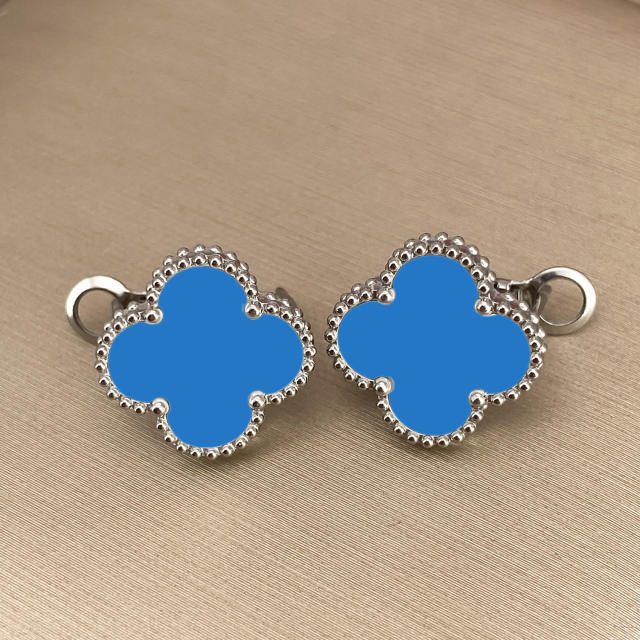 15mm four-leaf clover 18k gold stainless steel earrings