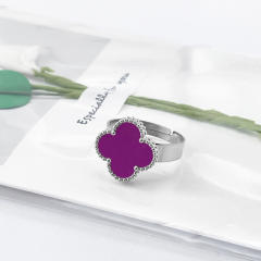 New 15mm large four-leaf clover stainless steel rings