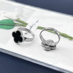 New 15mm large four-leaf clover stainless steel rings