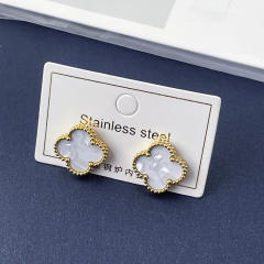 15mm double-sided four-leaf clover earrings