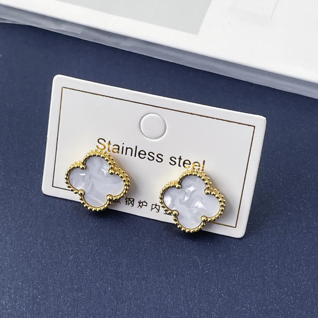 15mm double-sided four-leaf clover earrings