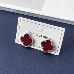 15mm double-sided four-leaf clover earrings