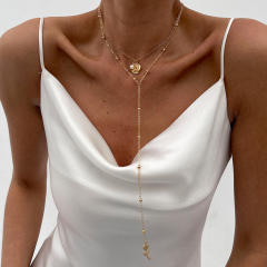 Simple Ins Style Rose Flower Pendant Long Necklace layer necklace