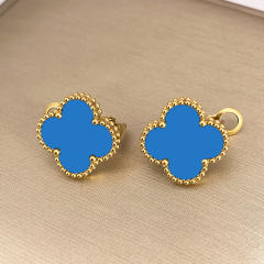 15mm four-leaf clover 18k gold stainless steel earrings