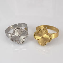 Four-leaf clover double-sided laser stainless steel rings