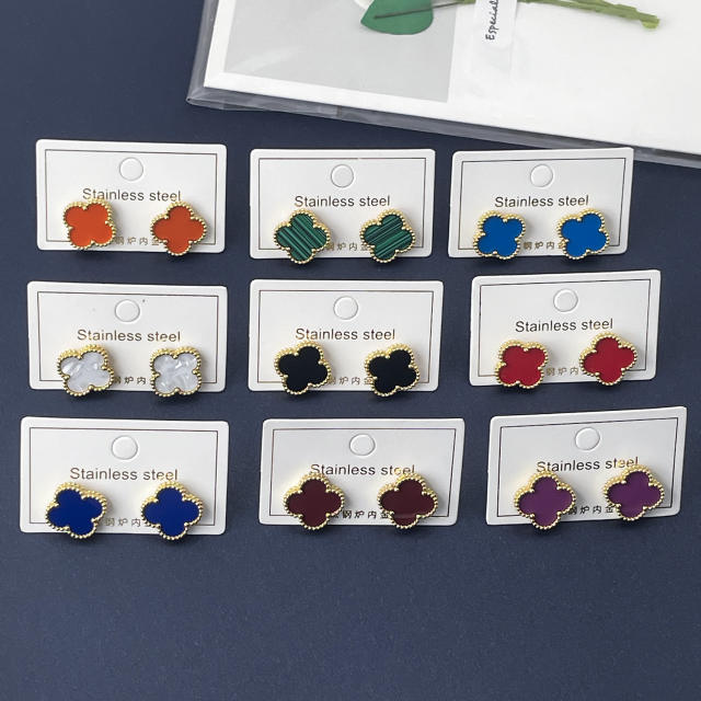 15mm double-sided four-leaf clover earrings