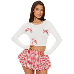 New suit Playful Bow Decorative Top skirt suit