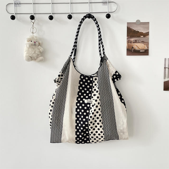 Korean Style Summer Large Capacity Shoulder Bag Drawstring Shopping Bag Fresh Floral Tote bag