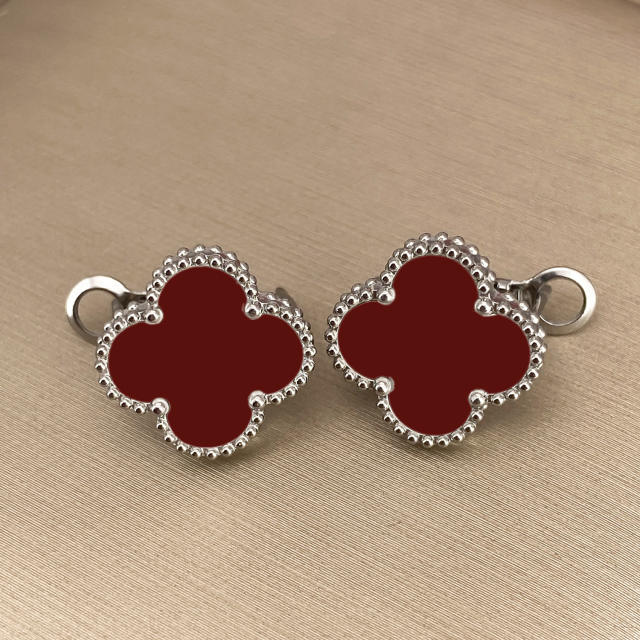 15mm four-leaf clover 18k gold stainless steel earrings