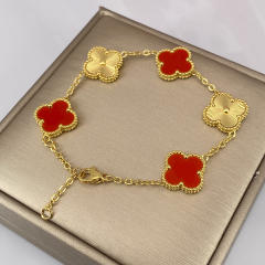 15MM five-flower laser bracelet 18K real gold thick electroplated four-leaf clover bracelet