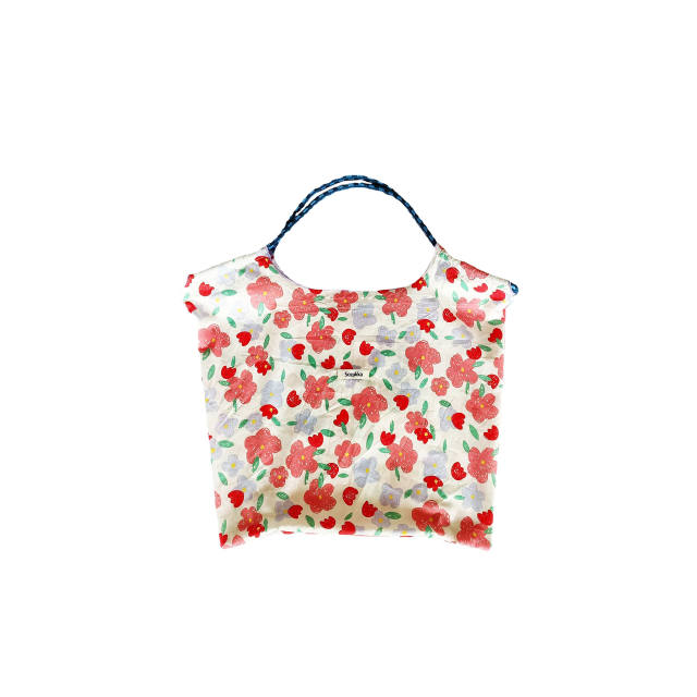 Korean Style Summer Large Capacity Shoulder Bag Drawstring Shopping Bag Fresh Floral Tote bag