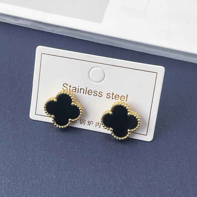 15mm double-sided four-leaf clover earrings