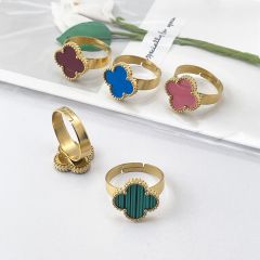 New 15mm large four-leaf clover stainless steel rings