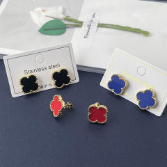 15mm double-sided four-leaf clover earrings