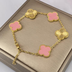 15MM five-flower laser bracelet 18K real gold thick electroplated four-leaf clover bracelet