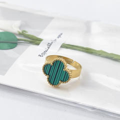New 15mm large four-leaf clover stainless steel rings
