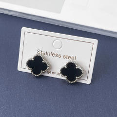 15mm double-sided four-leaf clover earrings