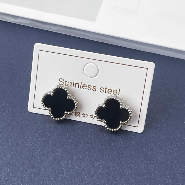 15mm double-sided four-leaf clover earrings