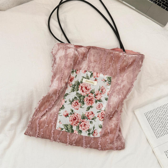 New Pearlescent Canvas Bag Large Capacity General Bag Girl's Lace Portable tote Bag