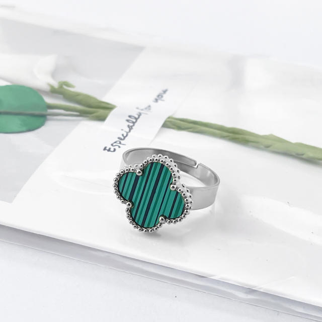 New 15mm large four-leaf clover stainless steel rings