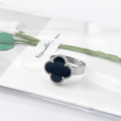 New 15mm large four-leaf clover stainless steel rings