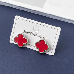 15mm double-sided four-leaf clover earrings