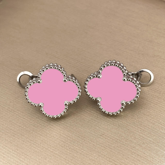 15mm four-leaf clover 18k gold stainless steel earrings
