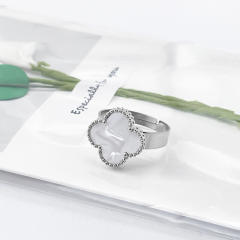 New 15mm large four-leaf clover stainless steel rings