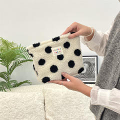 Polka dots on white background