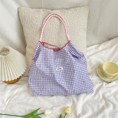 small checkered bow purple