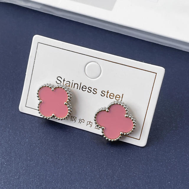 15mm double-sided four-leaf clover earrings