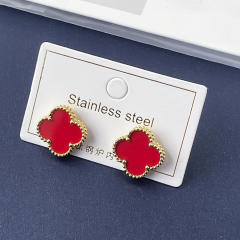 15mm double-sided four-leaf clover earrings