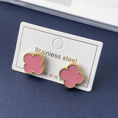 15mm double-sided four-leaf clover earrings