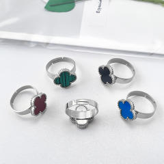 New 15mm large four-leaf clover stainless steel rings