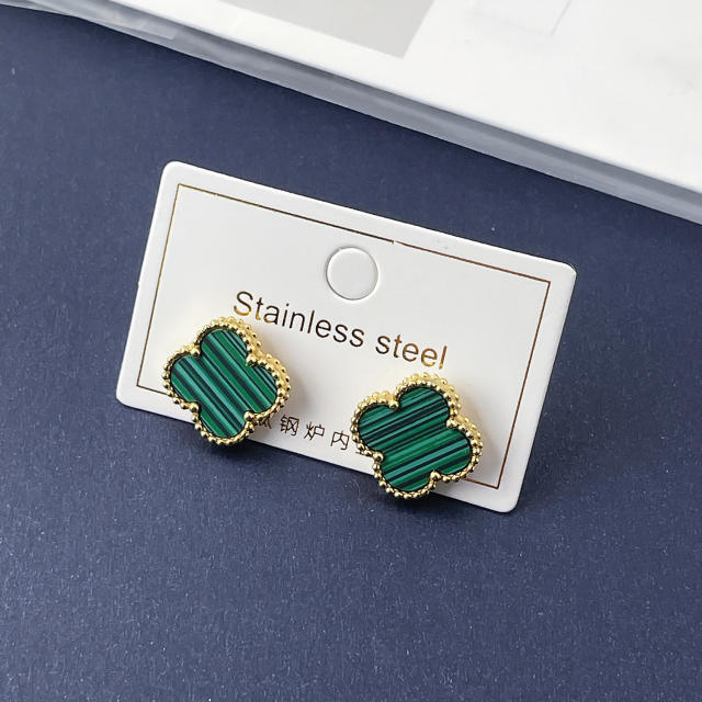 15mm double-sided four-leaf clover earrings