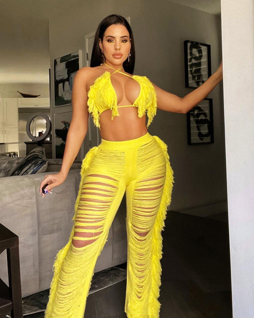 Summer Women Sexy Tassel Knitted Pants Set